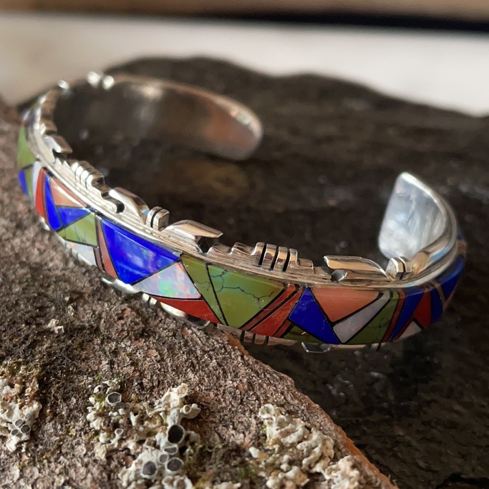 Sold Vintage Navajo A. Francisco Multi Stone Bracelet - Picture 1 of 15